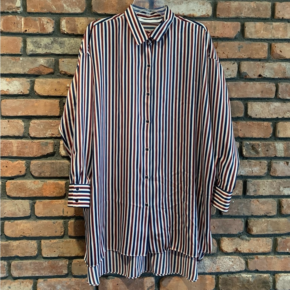 Zara Striped silk tunic